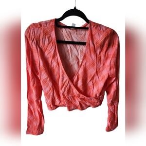 BP Nordstrom Brand Blouse/sz Sm/Pink & Orange Plaid/NWOT/MSRP $50